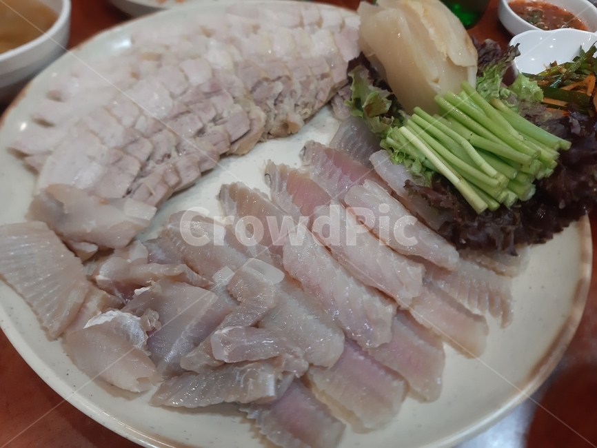 홍어,삼합,회,근접,해산물