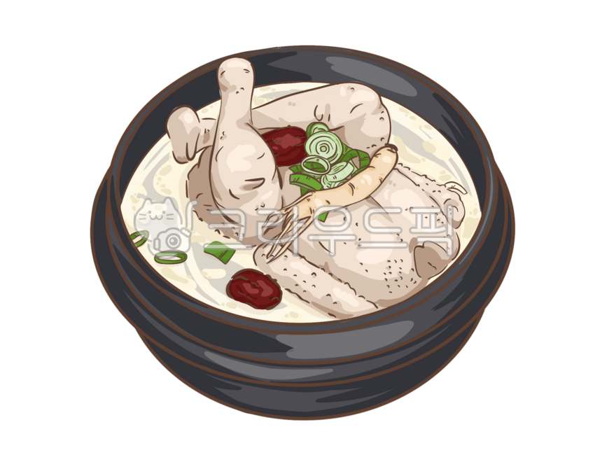 삼계탕,닭,요리,보양식,백숙,초복,말복,중복,복날,몸보신,여름,뚝배기,국물,음식,더위,대추,파,그림,인삼,일러스트,닭죽,보신탕,기력회복