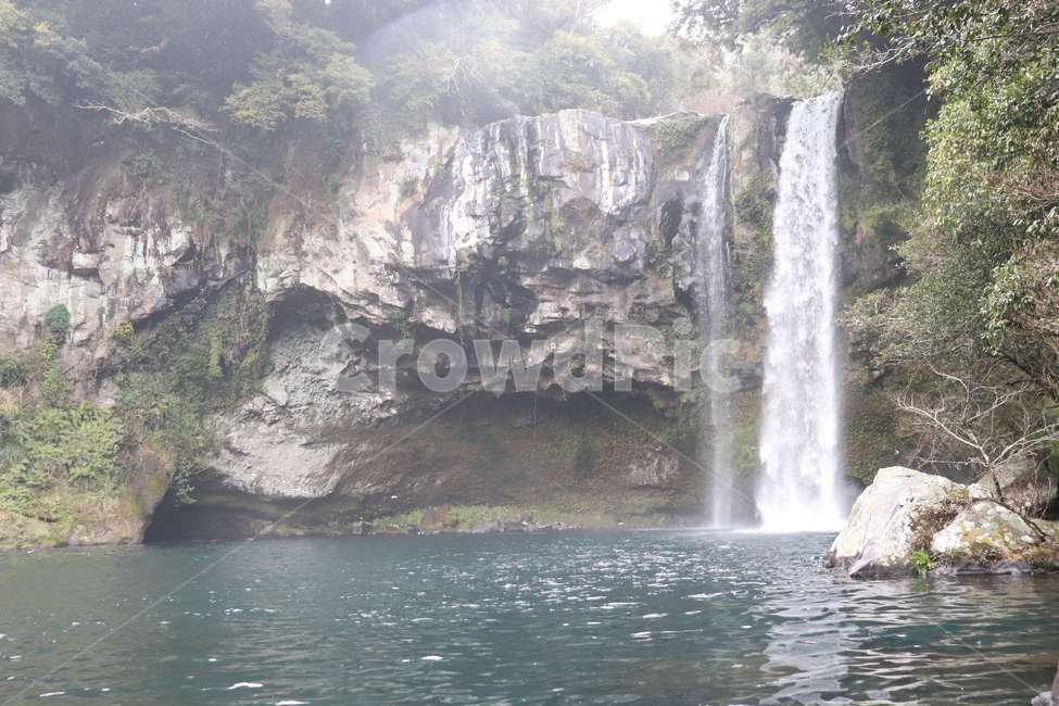 제주도,천지연,폭포,안개,비,자연,풍경,nature,landscape,water,물,outdoors,옥외,river,강,waterfall