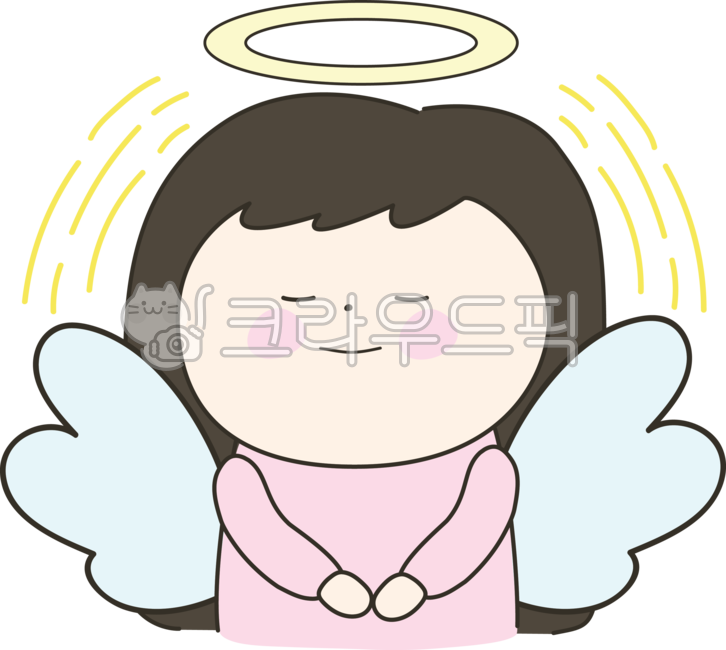 소녀,여자,이모티콘,일러스트,그림,드로잉,girl,꼬마,귀여운,사랑스러운,천사,이너피스,평온한,두손모은,천사링,천사날개