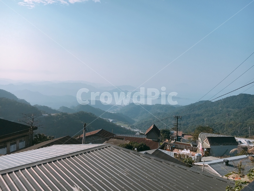 산,건물,풍경,하늘,기와,지붕