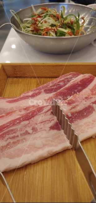 돼지고기,삼겹살,파절임,음식,고기