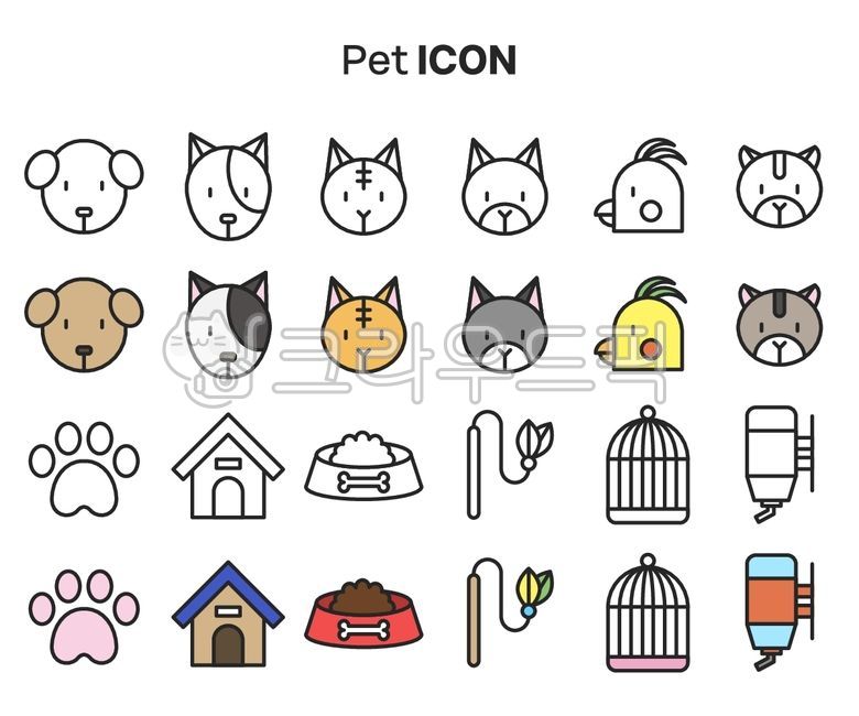 pet,companion animal,pet,dog,cat,bird,parrot,hamster,footprint,dog house,feed,fishing rod,toy,birdcage,water bottle,icon,illustration
