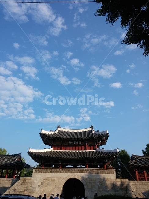 한국,전통,전주역,기와집,하늘,대한민국,전주