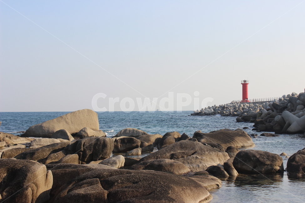바닷가,등대,바다,rock,stone,sea,빨간색,바위,한국