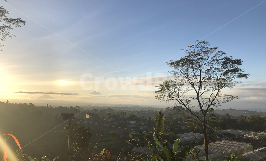 발리,낀따마니,활화산,화산폭발,아침하늘