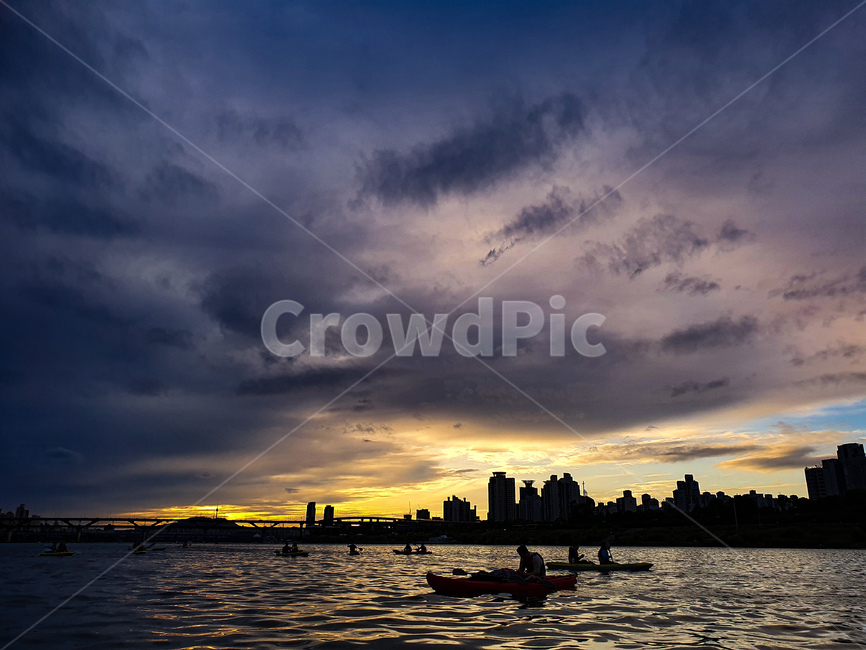 한강,카약,구름,야경,노을,강,river,cloud,자연,nature,옥외,outdoors,인간,human,사람,person