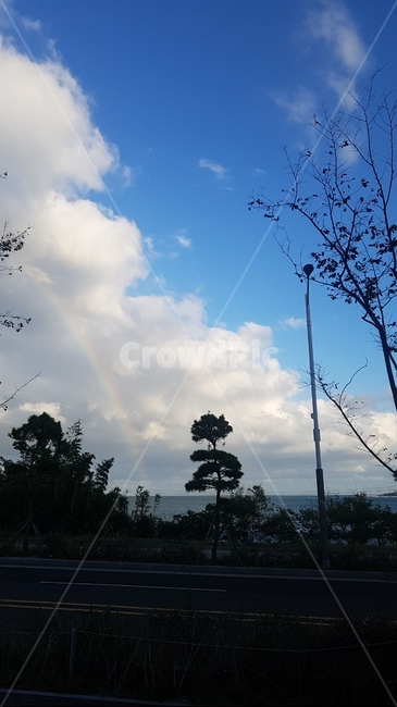 무지개,구름,푸른하늘,바다,신비,가을,sky,rainbow,자연,풍경,nature,landscape,weather,날씨,outdoors,옥외