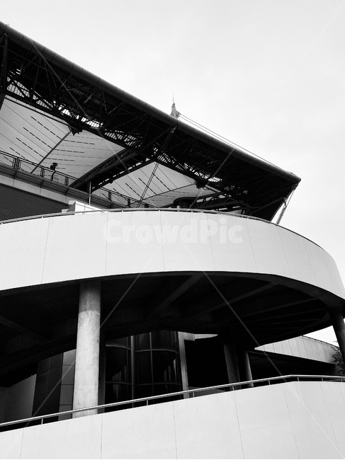 흑백,상암,경기장,상암경기장,난간,흑백,모노톤,monochrome,black and white,건축물,건물외관,exterior,building,structure,architecture,construction
