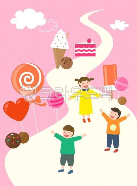 happy,cloud,children,road,cake,drawing,female,day,Character,girl,childrens,person,Childrens Day,male,chocolate,child,candy,lollipop,boy,flat,vector,man,human,people,dessert,painting,exciting,illustration