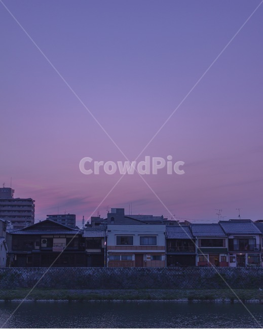 Kamo River,Kyoto,sunset,Kamogawa