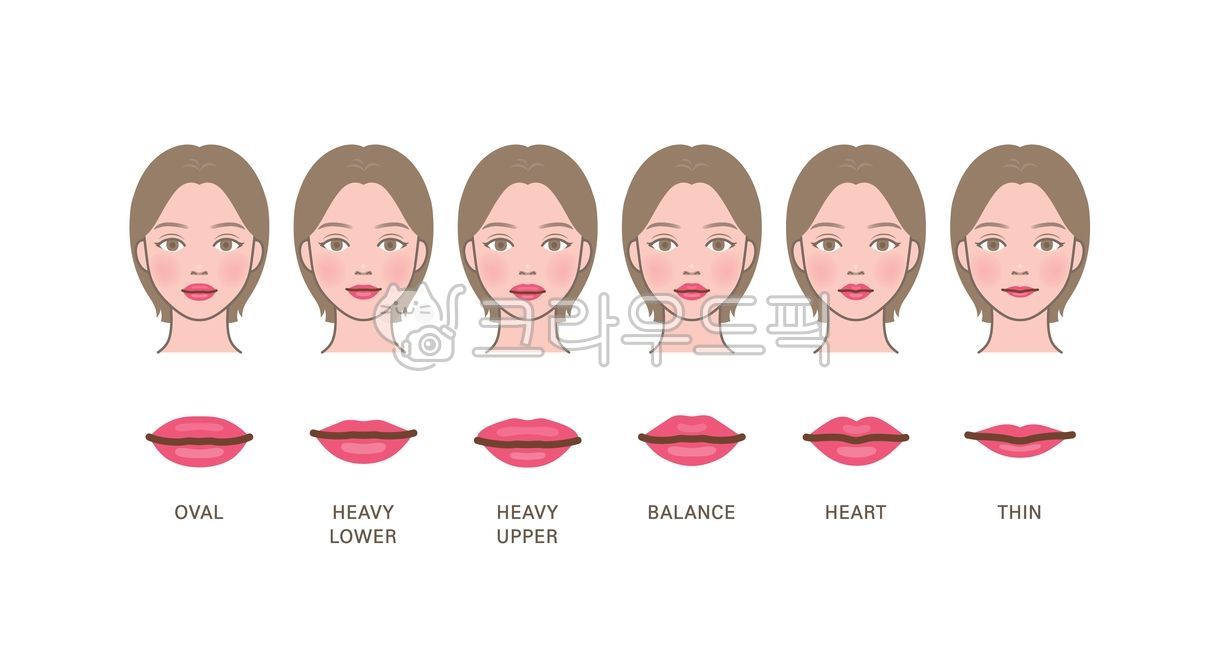 다양한,종류,입술,모양,두꺼운,얇은,동그란,두툼한,도톰한,뷰티,미용,코스메틱,예쁜,아름다운,여자,여성,얼굴,캐릭터,아이콘,라인일러스트,라인,비교