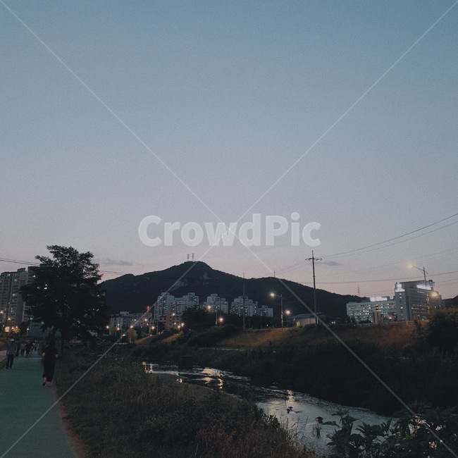 공원,밤,노을,조깅,하천