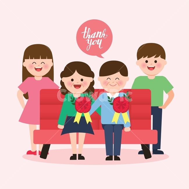 gift,In May,dad,carnation,mom,life,thanks,character,son,happiness,man,female,4 people,human,family month,sofa,Character,Mothers Day,message,reconciliation,flower,person,illustration,family photo,family,daughter,card,parents