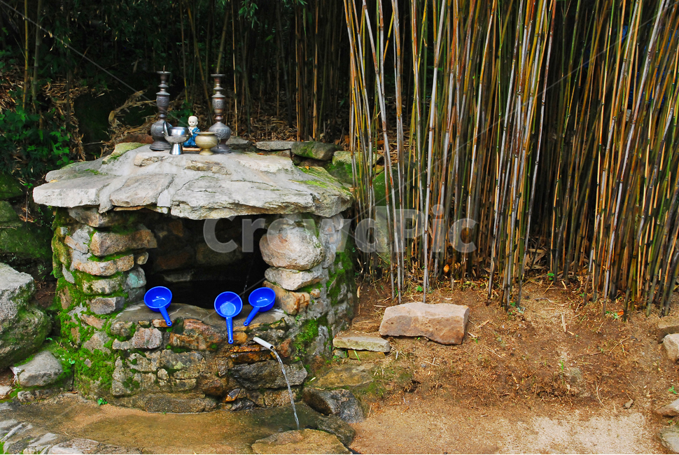 약수터,힐링,대나무밭,식물,나무,샘물,바가지,빈티지,vintage,water,물,산속,촛대,마스코트,그릇,돌,이끼,한국적,파랑색,물바가지,우물,healing,한국전통,한국문화,korean traditional,korean culture,종교,신앙,religion,belief,faith