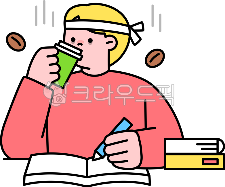 outline,cute,simple,plain,illustration,exam,grades,mock exam,education,study,school,caffeine,the day before exam,coffee,test,college entrance exam,student,edu,upper body,person