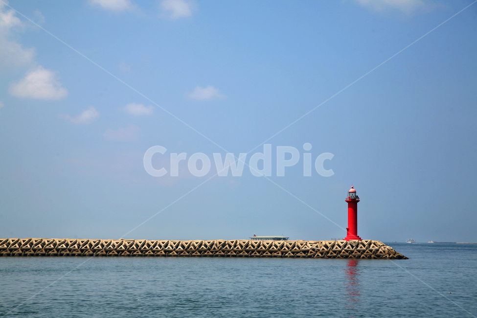 제주,등대,바다,구름,방파제,빨간등대,맑은,등대,lighthouse