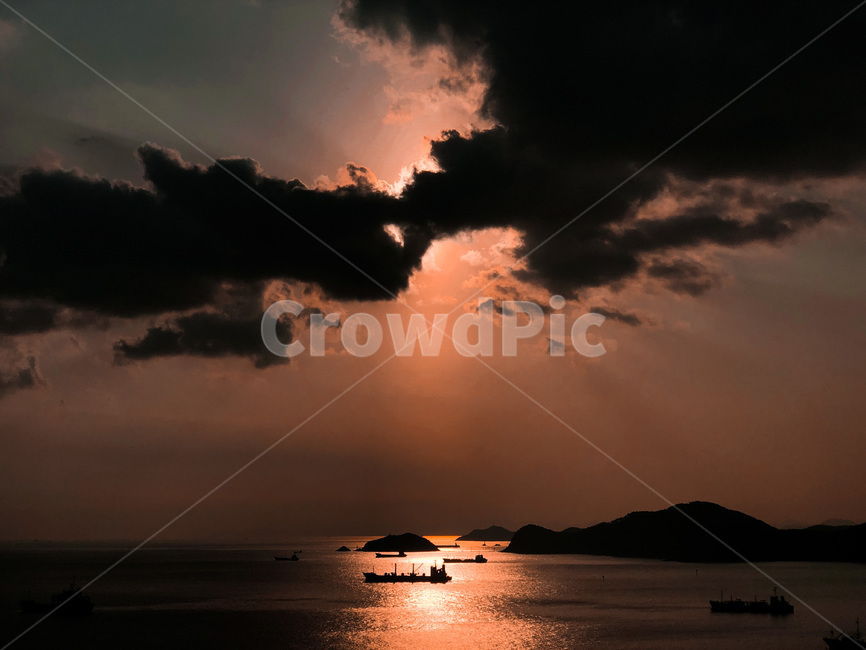 nature,자연,노을,하늘,바다,선박