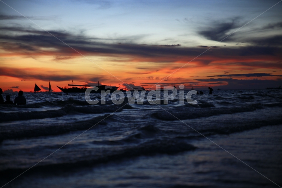 보라카이,바다,역광,일몰,석양,파도,자연,풍경,nature,landscape,해변,바다,beach,sea,실루엣,그림자,silhouette,shadow,여행,휴가,traveling,vacation,trip,outdoors,옥외