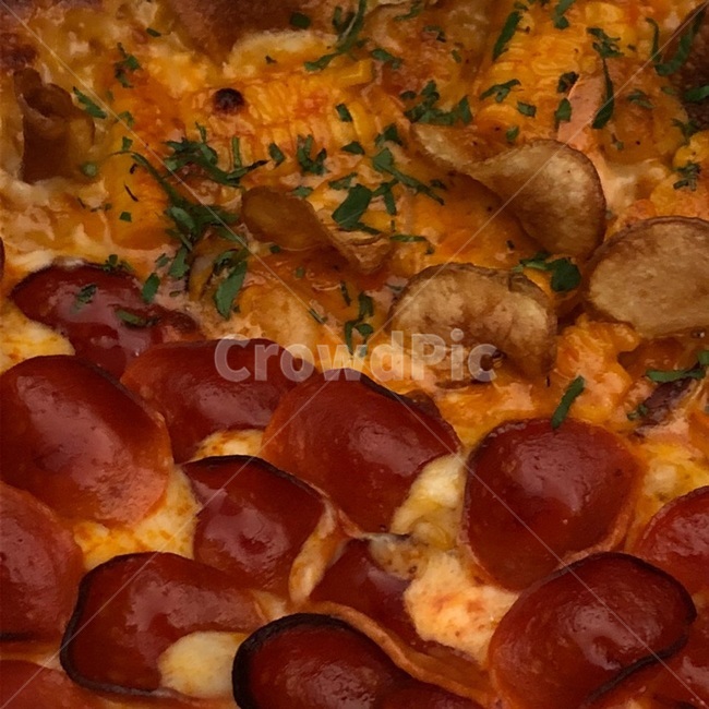 food,음식,pizza,피자,페퍼로니,옥수수,감자,포테이토