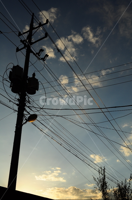 노을,전봇대,전신주,구름,하늘,시골풍경,전기줄,시골,자연,풍경,nature,landscape,utility pole,cable,케이블,power lines,전력선,electric transmission tower,송전탑