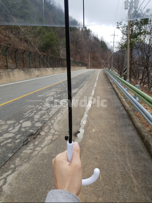 우산,손,우산손잡이,투명우산,비,도로,사람,인물,인간,human,person,신체일부,몸,body