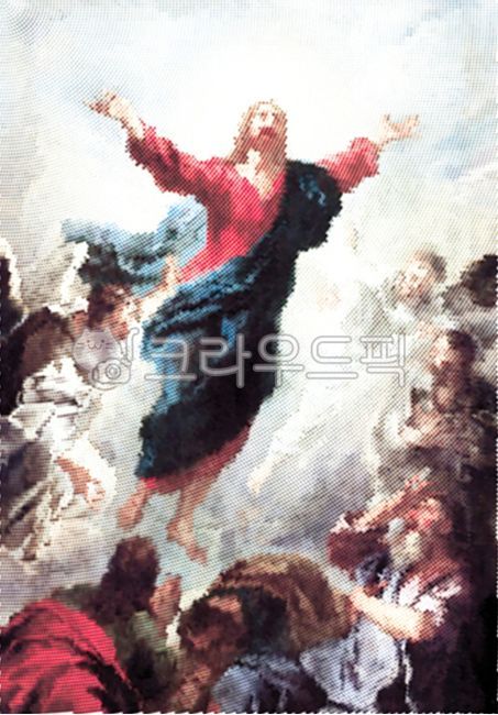 기독교,종교,성화,모자이크,사람,여러명,예수그리스도,예수,승천,일러스트,디자인소스,이미지소스,디자인,이미지,소스,세로