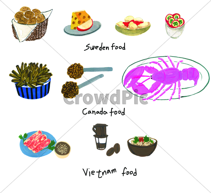 손그림,물감그림,watercolor,handdrawing,음식,food,치즈,cheese,랍스터,lobster,커피,coffee,스웨덴음식,swedenfood,캐나다음식,베트남음식,vietnamesefood,canadianfood