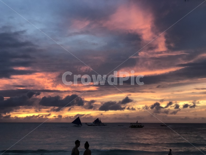 붉은노을,구름,휴양지,하늘,sunset,야자수,동남아시아,해질녘,보라하늘