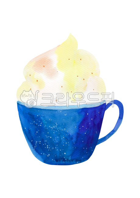 whipping cream,beverage,drawing,Emotion,gradation,handwork,hand drawing,cream,food,watercolor,blue,dessert,painting,background,coffee,illustration,Watercolor,poster,colorful,cup