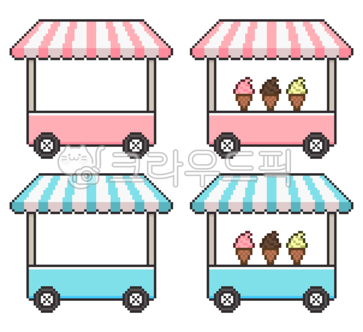 노점상,아이스크림,광장,길거리,거리,간식,장사,상점,음식,픽셀,픽셀아트,도트,귀여운,레트로,stall,pixelart,icecream