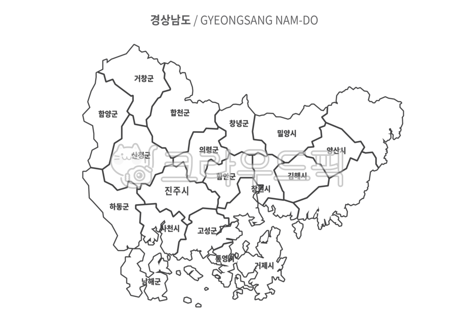 경상남도,경상남도지도,경남,경남지도,거창,함양,산청,진주,고성,통영,거제,김해,양산,밀양,의령,남해,지도,맵,map,korea,line,라인맵,라인,구역,경계,지명,도시,행정구역,시리즈,png,linemap