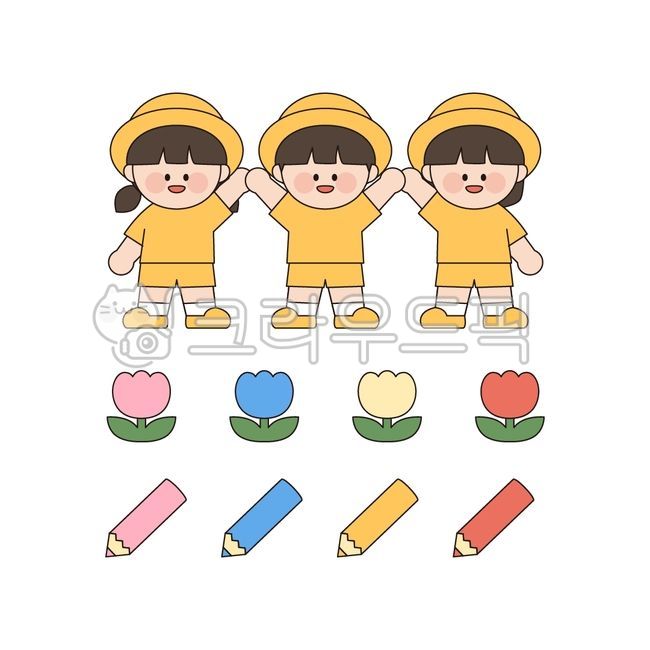 crayon,Tulip,greeting,Day care Center,pencil,flower,character,kindergarden,children,color pencil,illustration,hurray,kindergartner,Childrens Day
