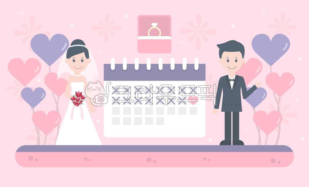 일러스트,일러스트레이션,벡터,드로잉,그림,인물,사람,남자,여자,남성,여성,신랑,신부,웨딩드레스,턱시도,웨딩,결혼,결혼식,반지,결혼반지,일정,달력,풍선,하트,다이아몬드,illustration,vector,drawing,wedding,marriage,ring,calendar,balloon,heart,diamond,결혼,혼례,웨딩,wedding,marriage,marry,그래픽,일러스트레이션,graphic,illustration