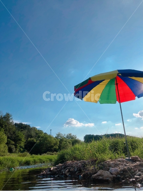 하늘,계곡,날씨,구름,파라솔,여름,시골,여름,계절,summer,season