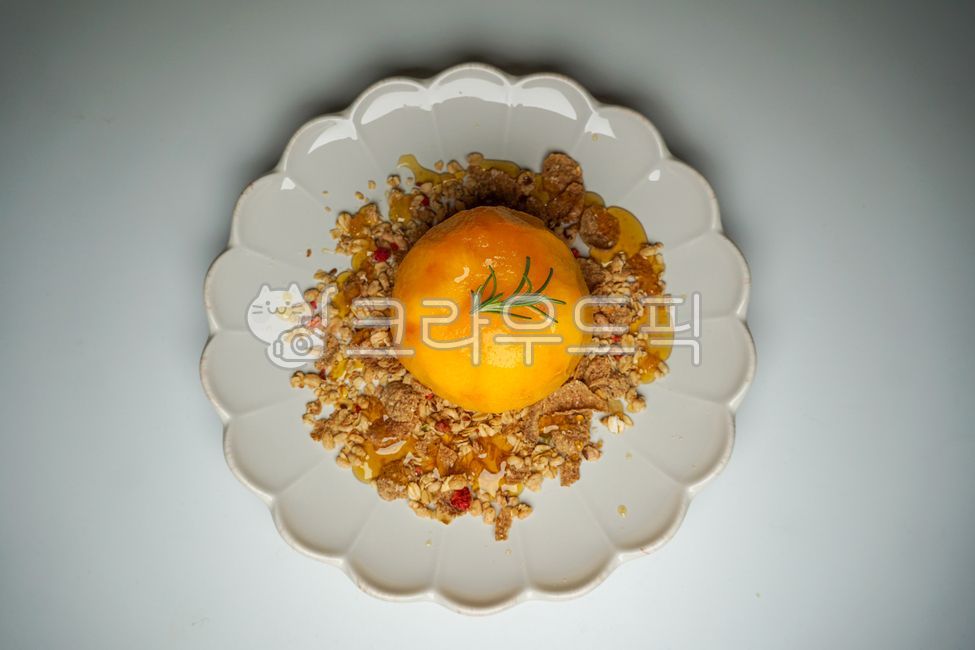 Sweet and sour,Greek Momo,fruit,snack,peach,Momogrik,plate,Orange,food,scarlet,crush,dessert,honey,granola,Plating,Rosemary,fresh,ecliptic