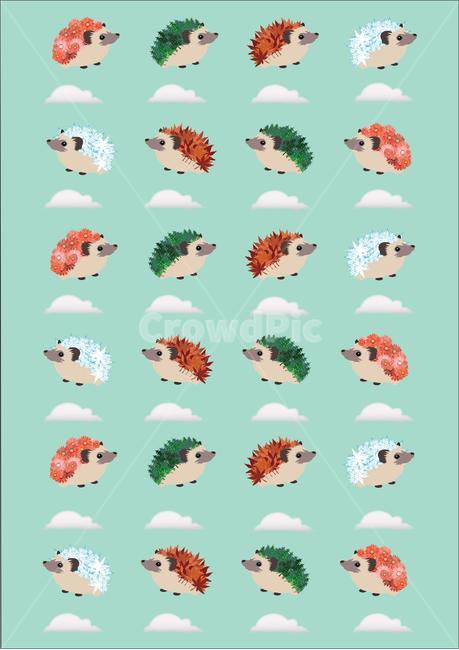 hedgehog,cloud,고슴도치,구름,패턴,pattern,mint,민트,background,season,계절,spring,봄,autumn,summer,여름,가을,겨울,winter