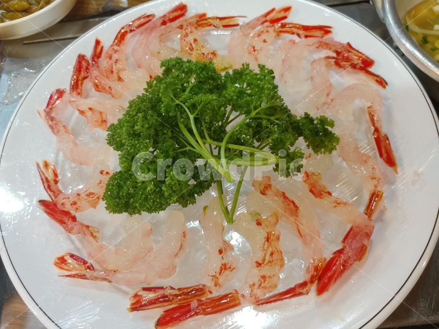 음식,새우,생새우,독도새우,데코,새우회
