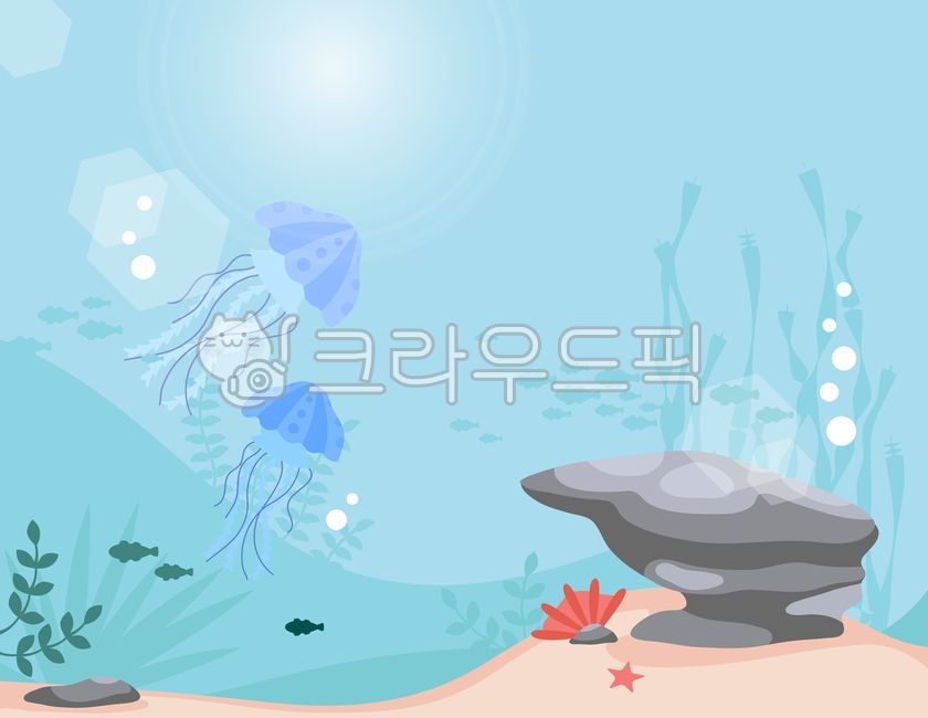 백그라운드,일러스트,시즌,여름,바다,바다속,수면,바닷가,물,강,물고기,심해,물방울,산호,해초,미역,빛,해파리,불가사리
