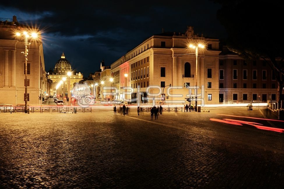 night view,rome,european city,travel destination,distance,roma,city,vatican,lighting,path,Rome,road,light,street,intersection,road name,Italy,Tourist destination,italy