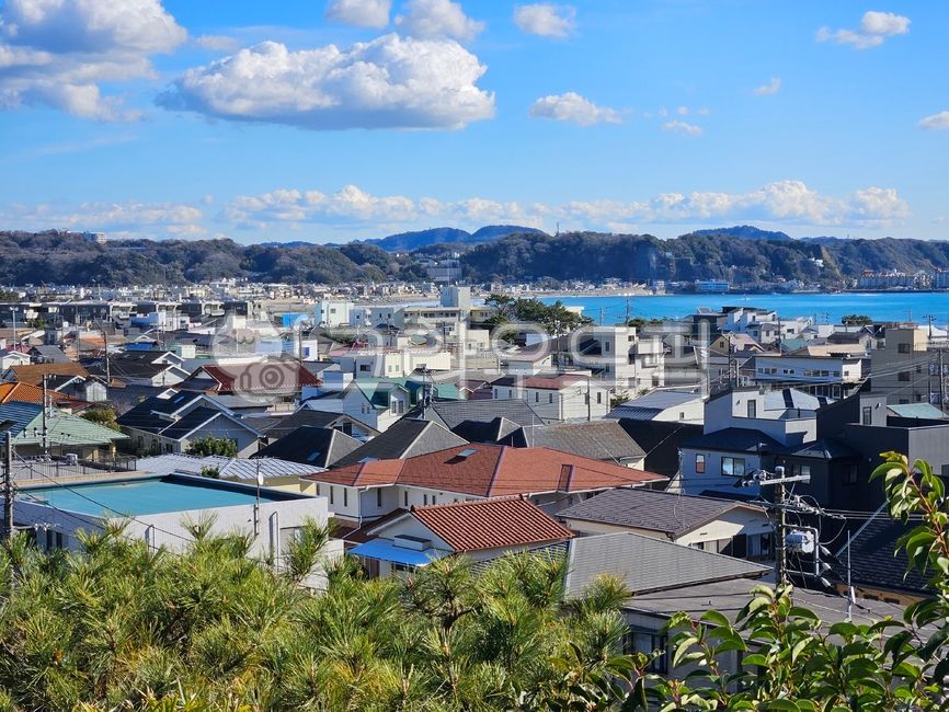 일본,가마쿠라,풍경,바다,마을