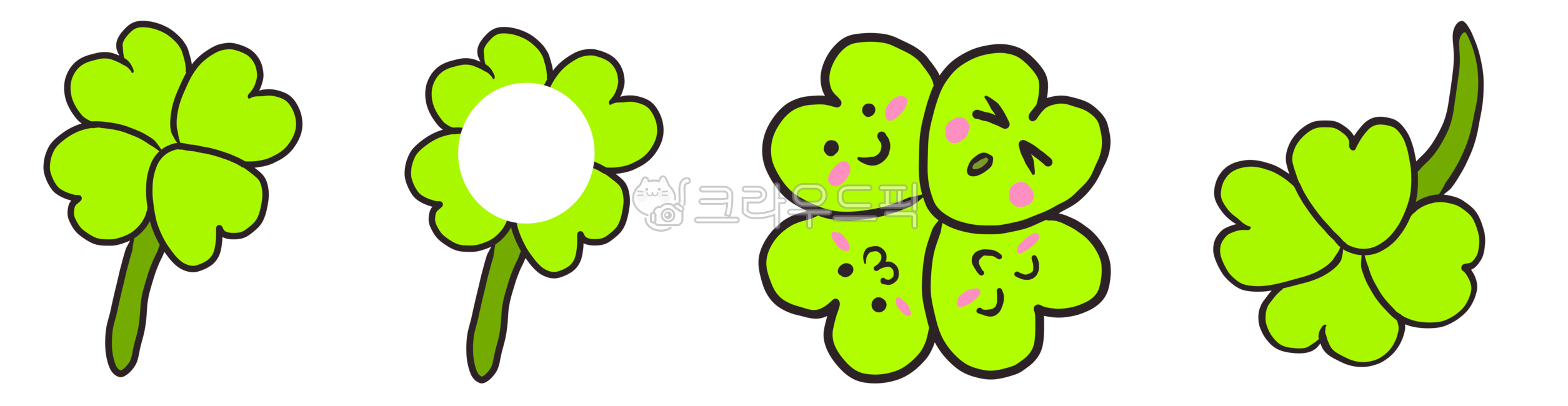 leaf of grass,four leaf clover,face frame,luck,green,four leaves,icon,clover,face composition,cute,character,Dakku,light green,four leaf clover character,Four leaf clover illustration,illustration,Photo Frame,frame