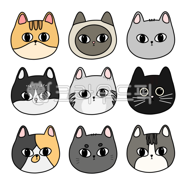 Cat,World Cat Day,Character,Face,Animal,Drawing,Cat Face,Line Drawing,Expression,Anniversary,Baby,Cute,Sticker,Dakku,Decoration,Easy,Simple,Face Character,Gray,Black,Siamese,Spotted,Beige,Tricolor Cat,Eyebrows,Animal,Cat,Charact