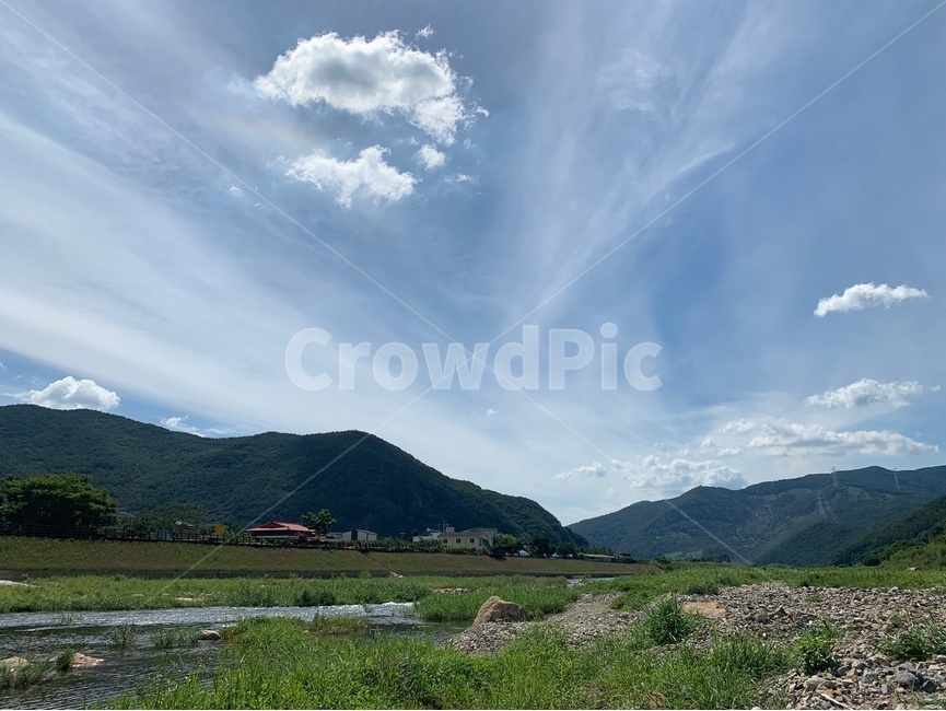 산,mountainrange,밀양,구름,평화,자연
