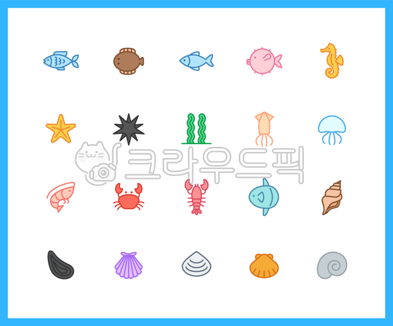 해산물, icon, 아이콘, 가자미, 어류, 사진,이미지,일러스트,캘리그라피 - 프레즌트작가
