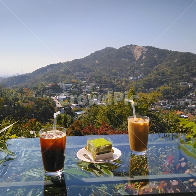 카페,부암동,산,시골,커피,전망좋은카페,부암동카페,산위의카페,산모퉁이,케이크,녹차,아메리카노,하늘,초록,유리,유리창나무,풀,숲,감성,색채,색감,색상,음식,식재료,요리,food,cook,meal,dishes,food reserves,디저트,간식,후식,dessert,snack,커피,카페,coffee,cafe
