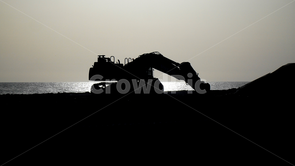 공사,현장,중장비,포크레인,실루엣,실루엣,그림자,silhouette,shadow,산업,industry,industrial