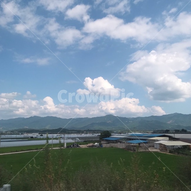하늘,맑음,풍경,구름,풀,산,밭,논