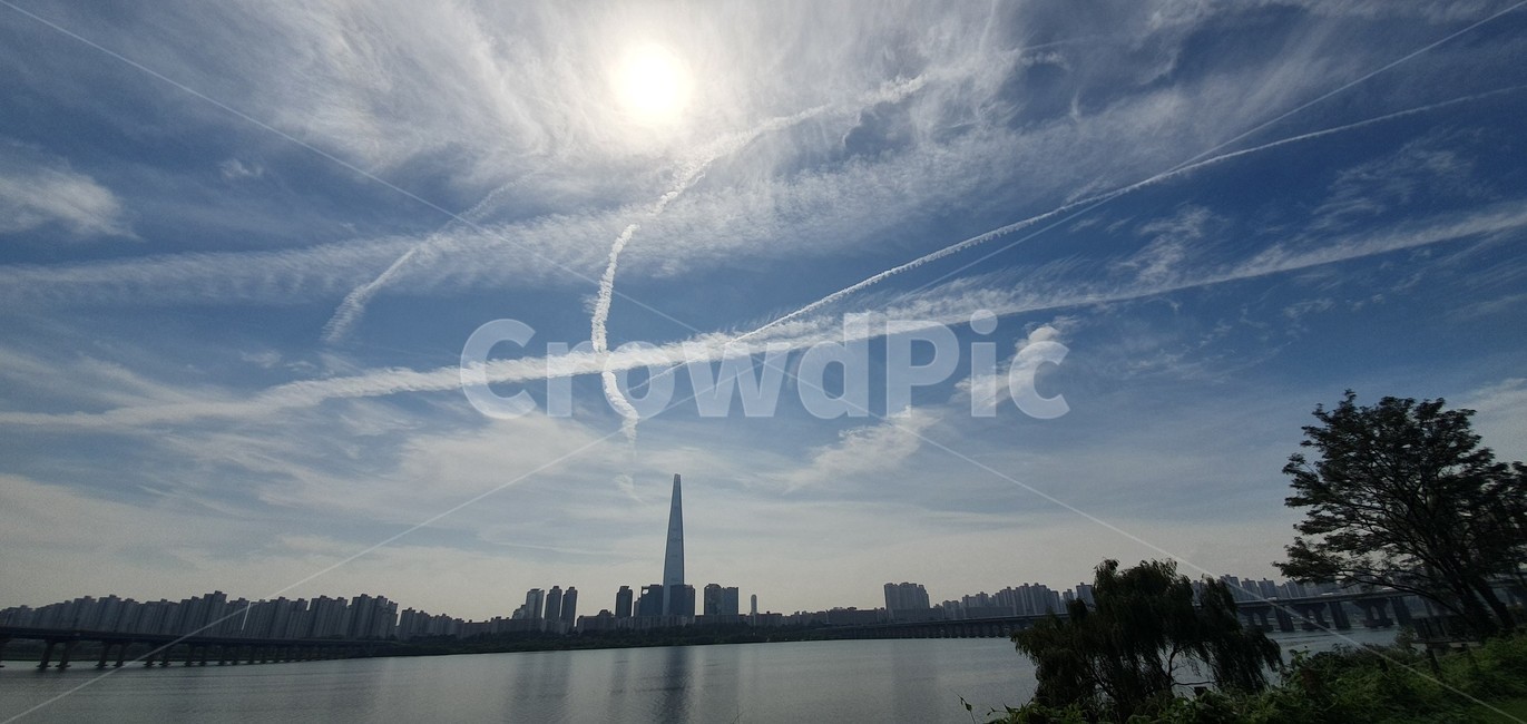 nature,자연,outdoors,옥외,sky,하늘,롯데월드타워,롯데타워,한강