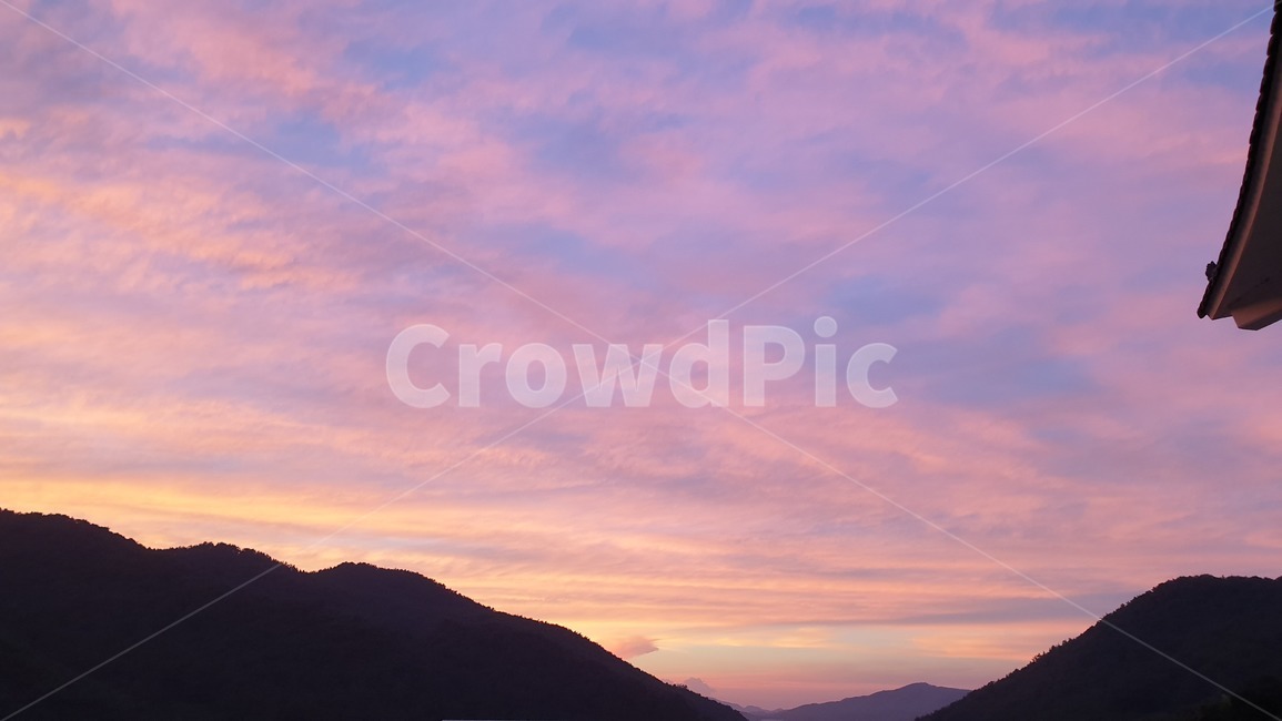 노을,핑크빛하늘,구름,하늘,핑크구름,산,자연,핑크,한국자연,석양